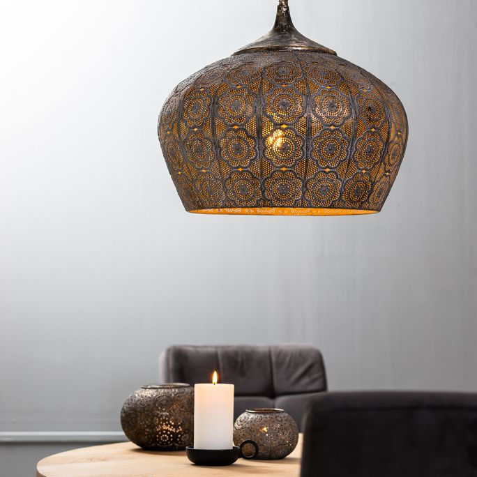 Hanglamp Emine 44cm bruin goud