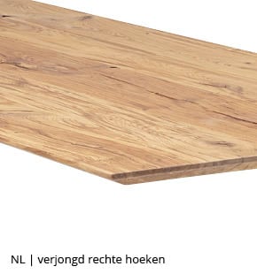 rechthoekige tafel met schuine verjongde rand en rechte hoeken bij NLwoont