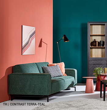 inspiratie van Trendhopper contrast terra teal in je interieur. 