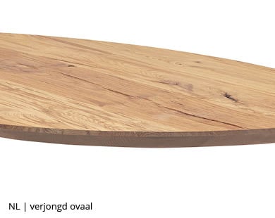 eettafel ovaal met schuine verjongde rand bij NLwoont