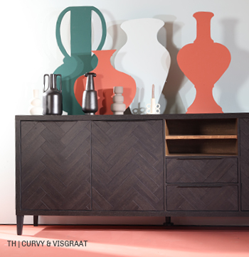 Curvy en visgraat met Trendhopper dressoir en accessoires