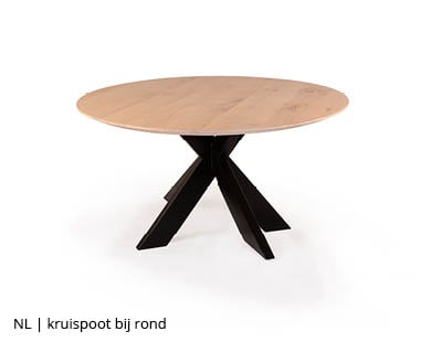 Zwart metalen kruispoot tafelpoten voor ronde tafel bij NLwoont