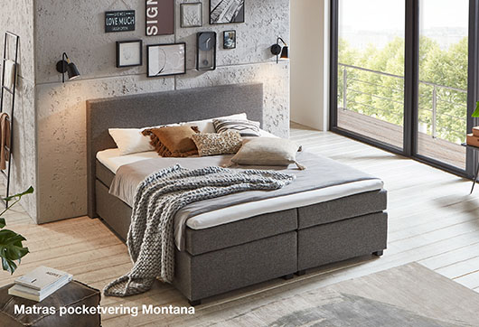 Pocketvering matras boxspring Montana bij budget home store